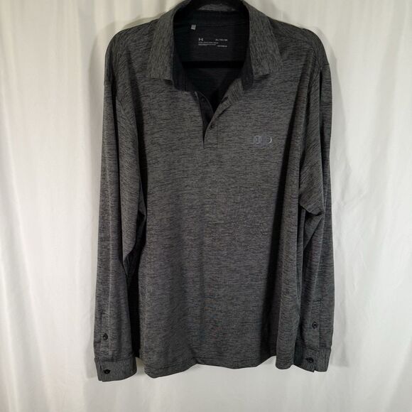 Audi Under Armour Shirt Men's XL Heathered Grey Long Sleeve Collared Loose Fit - Picture 1 of 11